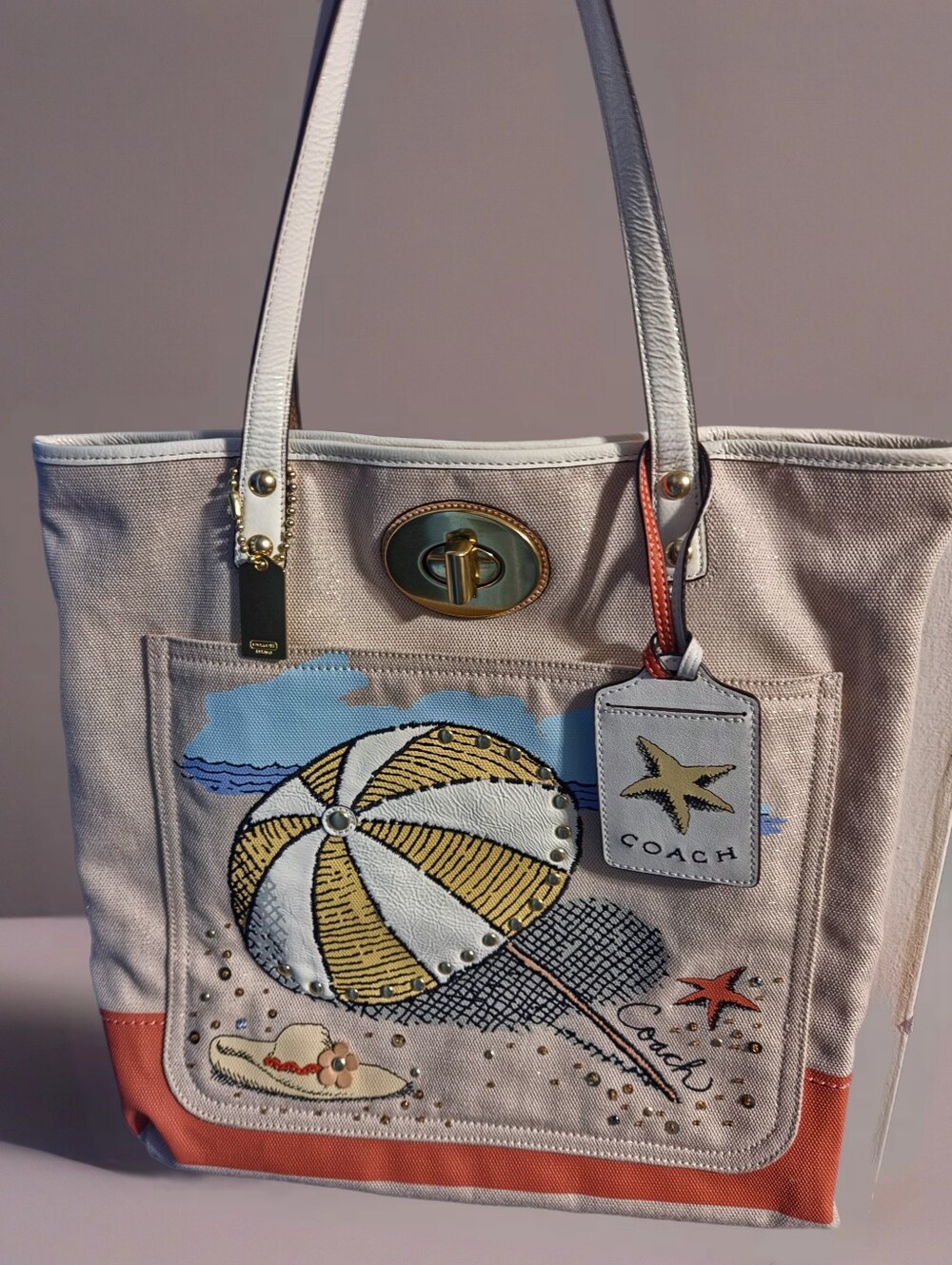 COACH X Pierre Le-Tan Beach Umbrella Canvas Tote. Limited Edition. Rare.